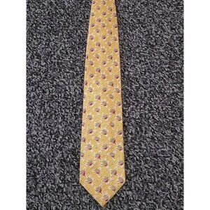 Ermenegildo Zegna Disegno Esclusivo Tie Geometric Yellow Silk Necktie 58/3.5‎